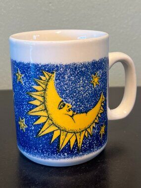 Vintage Celestial Moon and Stars Mug ~ Made in Britain ~ 1990s ~ Starry Night